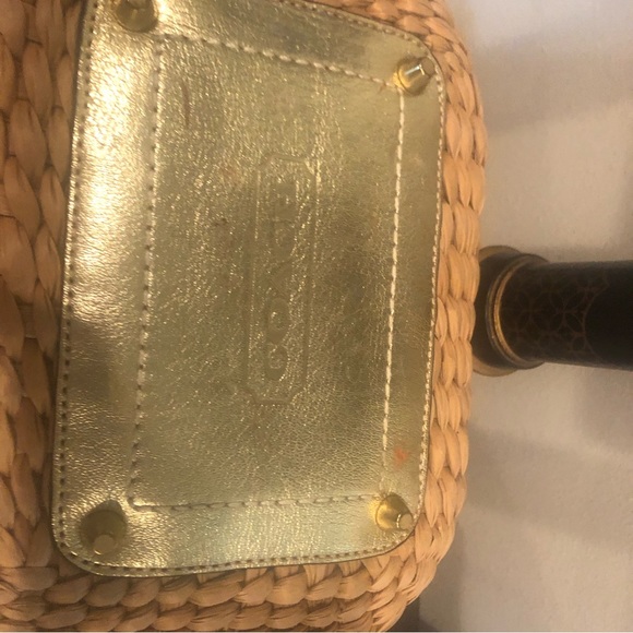 COACH LEATHER/STRAW SATCHEL BEACH TOTE NWOT VINTAGE! - Picture 14 of 15